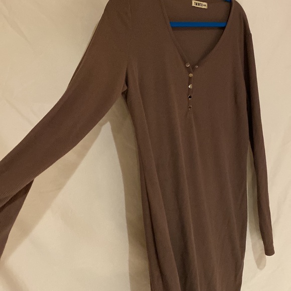 Brown cotton ribbed tshirt dress - Picture 3 of 3